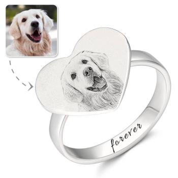 Ring Mit Fotogravur, Andenken Geschenk Platinplattiert Silber