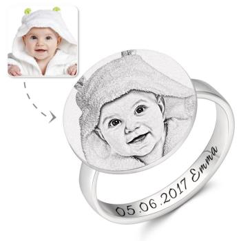 Foto Ring Mit Gravur Rund-Förmig Platin Plattiert Silber, Always Love You