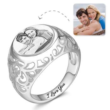Fotoring Mit Gravur Platinplattiertes Silber Ovalförmig, Always Love You
