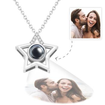 Persönliche Fotoprojektion Halskette Stern Fotoanhänger Halskette Andenken - NameNecklace