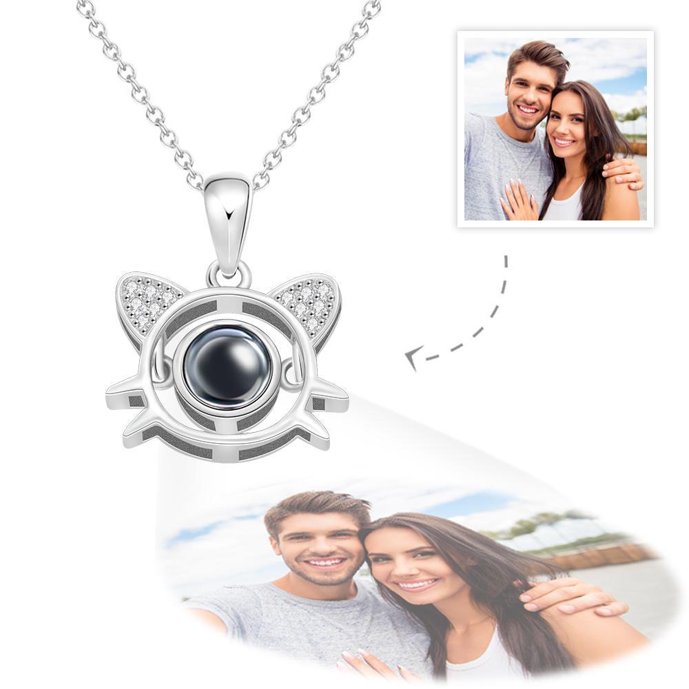 Personalisierte Foto-Projektions-Halskette, Katzen-Anhänger-Halskette, Geschenk für Frauen - NameNecklace