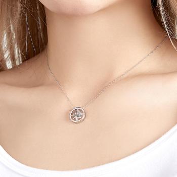 Muttertagsgeschenk personalisiert graviert mit 100 Sprachen sagt ich liebe dich Projektionskette rund geformt Roségold