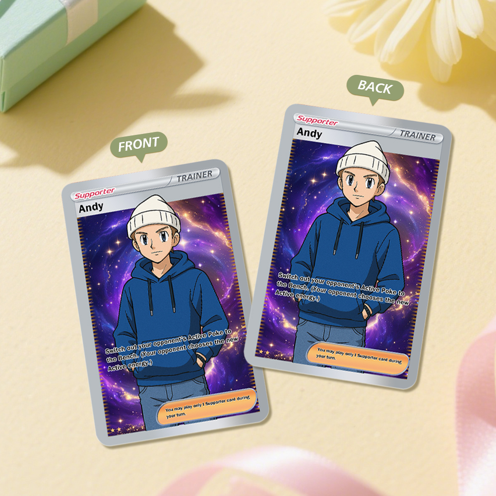 Weihnachtsgeschenke: Personalisierte Anime-sammelkarte Mit Foto Und Namen | Einzigartiges Geschenk Für Fans Und Paare - namenecklacede