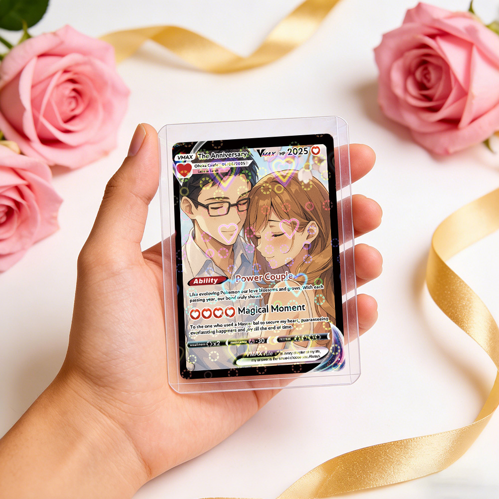 Personalisierte Anime-vmax-fotokarte – Fantasy-spiel-anime-karte – Valentinstagsgeschenk Für Paare - namenecklacede