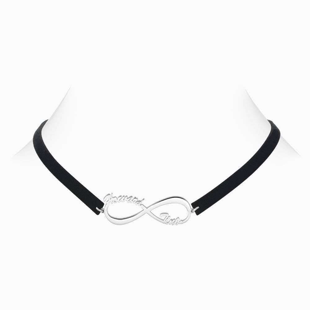 Schwarzes Leder Unendlichkeits-Namen-Halsband