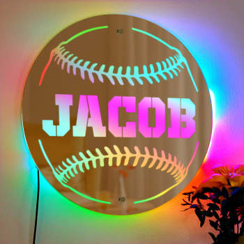 Personalisiertes Namens-baseball-spiegellicht-geschenk Für Freund - ihrenamenskettede