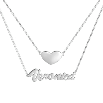 Layered Nameplate Necklace Silver