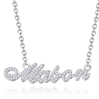 Individuelle Kristall-Namen-Halskette, Andenken-Schmuck Silber