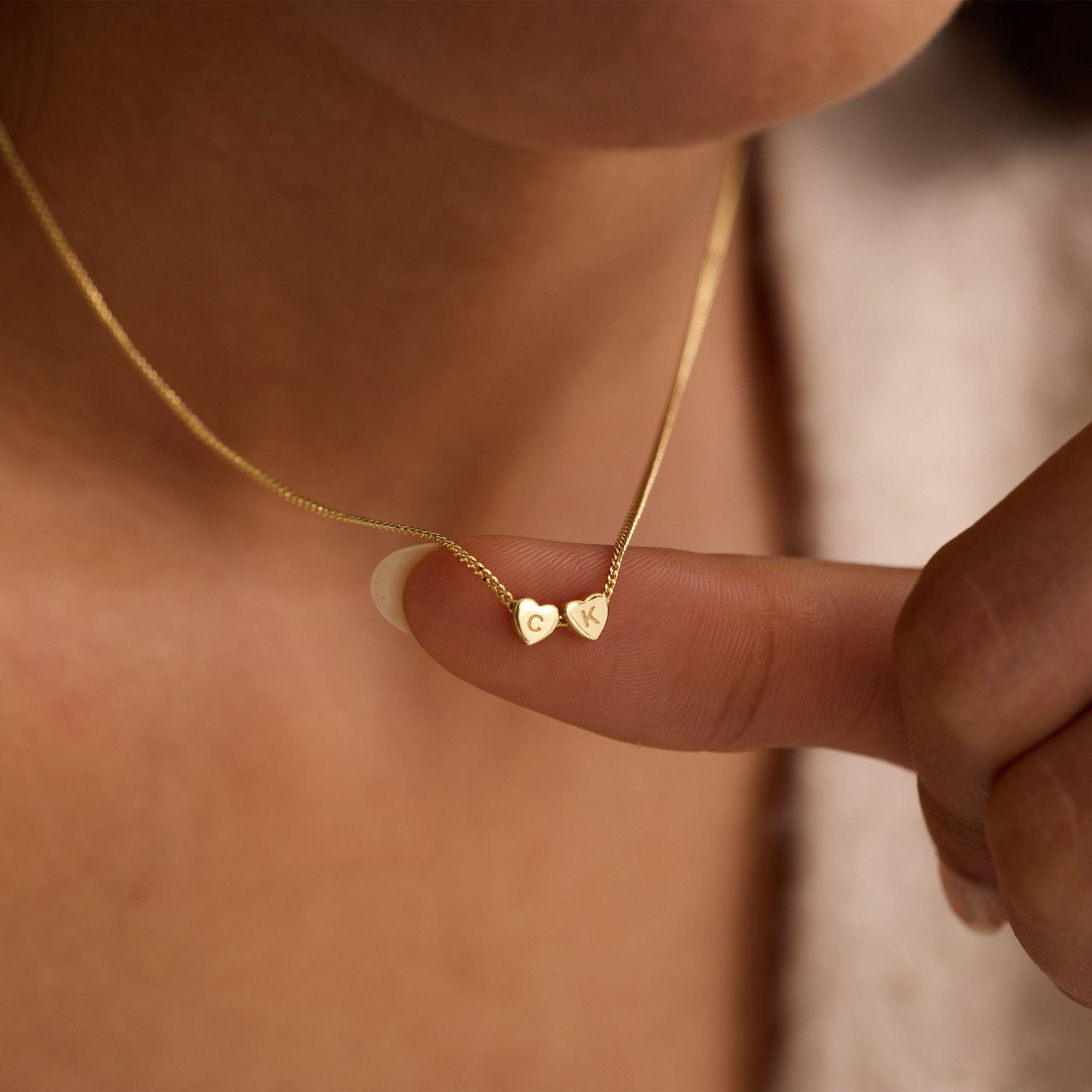 Personalisierte Herzkette Mit Initialen – Individuelle Herzkette Mit Initialen Für Paare – Halskette Mit Initialen Für Familie Oder Partner – Geschenkidee Für Sie