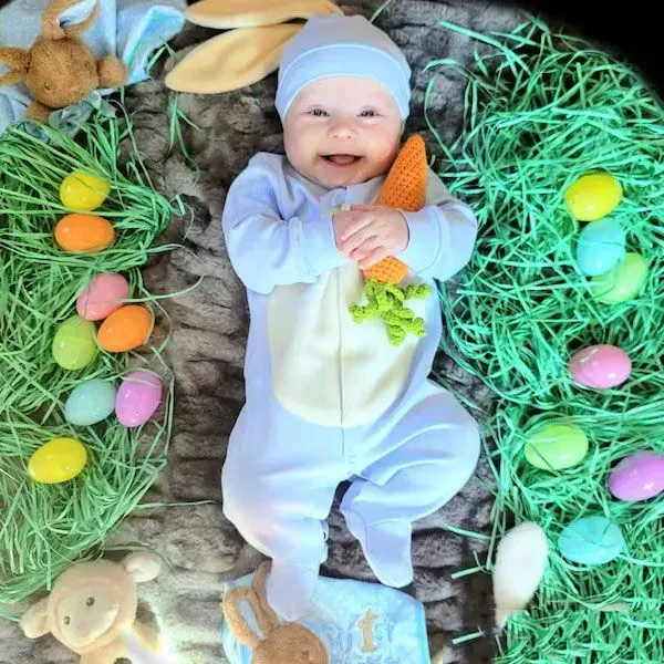 Personalisiertes Hasen-outfit Für Baby, Individueller Name, Baby-häschen-strampler, Personalisiertes Handbesticktes Oster-outfit, Baby-geschenk - namenecklacede