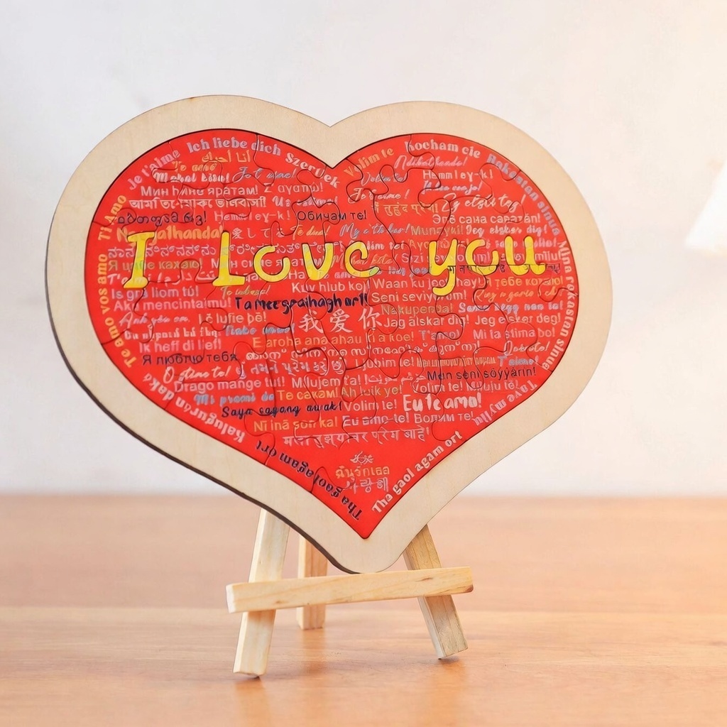 Handgefertigtes Herzpuzzle Aus Holz In Verschiedenen Sprachen – „ich Liebe Dich"-holzpuzzle Als Geschenk Zum Jahrestag - namenecklacede