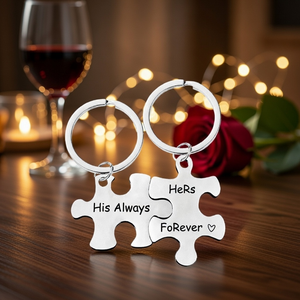 Schlüsselanhänger-set Mit Puzzleteilen, Graviert Mit „mama Eines Engels" Und „papa Eines Engels". Das Ineinandergreifende Design Symbolisiert Die Gemeinsame Verbundenheit Und Erinnerung. - namenecklacede