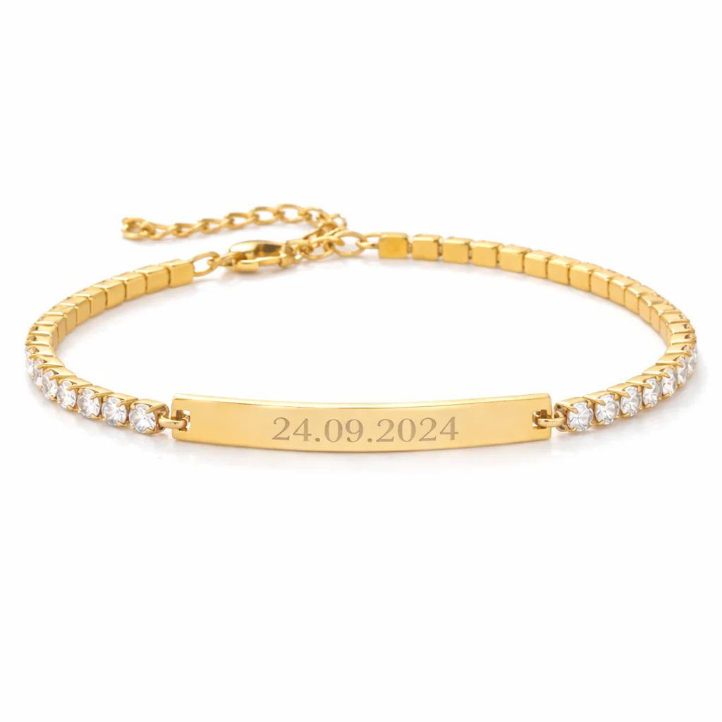 Individuell Graviertes Diamantarmband Mit Stabmotiv, Personalisierter Schmuck Zum Jahrestag Und Valentinstag – Das Perfekte Geschenk Für Sie - namenecklacede