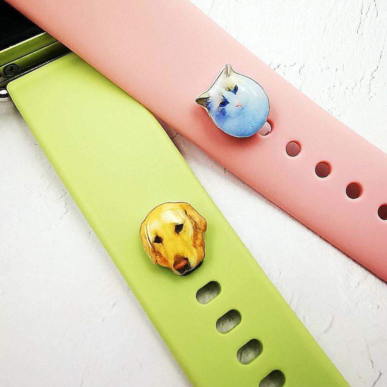 Personalisierte Bilder Apple Watch Charm, Apple Watch Band Ohrstecker, Uhrenarmband Pin, Geschenke Für Tierliebhaber, Personalisierte Erinnerungsgeschenke - namenecklacede