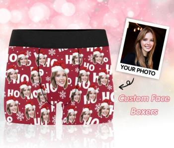 Weihnachtsboxer, Weihnachtsgeschenke Für Den Freund, Personalisierte Herren-boxershorts Mit Gesicht, Personalisierte Herren-slips, Foto Der Freundin Auf Unterwäsche Drucken - namenecklacede