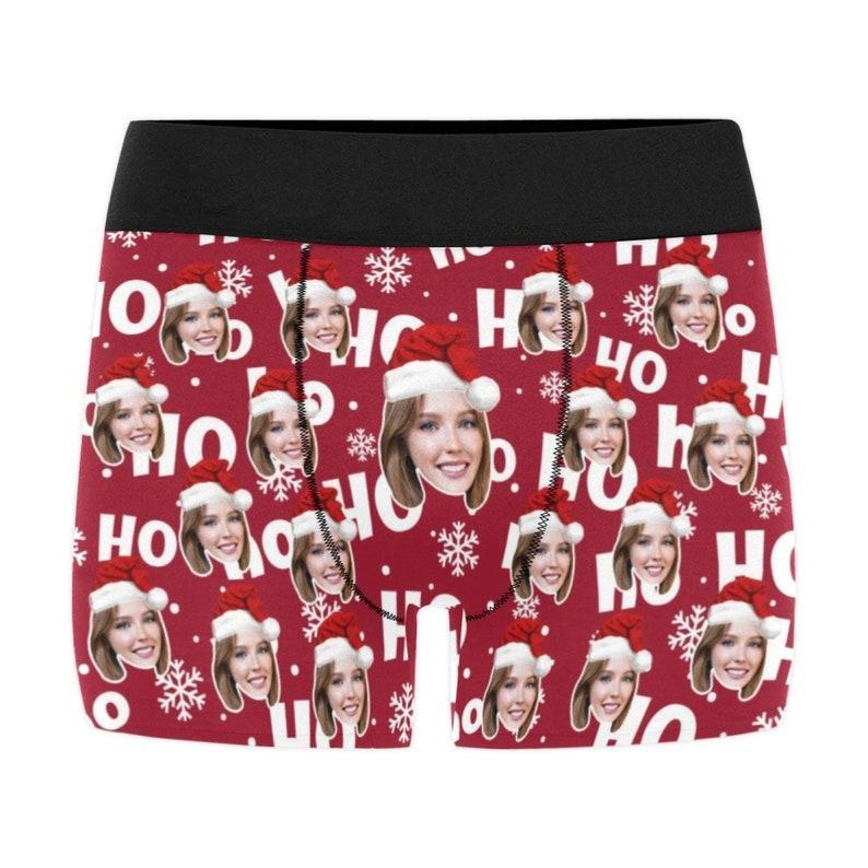 Weihnachtsboxer, Weihnachtsgeschenke Für Den Freund, Personalisierte Herren-boxershorts Mit Gesicht, Personalisierte Herren-slips, Foto Der Freundin Auf Unterwäsche Drucken - namenecklacede