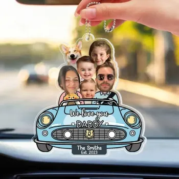 Personalisierter Auto-anhänger „fahr Vorsichtig, Papa" Mit Foto, Individuelle Geschenkidee Zum Geburtstag Für Papa, Lustiger Acryl-aufhänger Mit Babyfoto - namenecklacede