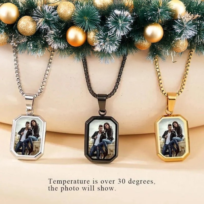 Jubiläumsgeschenke: Personalisierte Halskette Mit Verstecktem Herz Und Foto, Die Durch Kälte Verborgen Bleibt, Halskette Zur Enthüllung Des Fotos Durch Hitze – Das Perfekte Geschenk Für Sie - namenecklacede