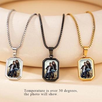 Vatertagsgeschenke Personalisierte Foto-halskette Mit Verstecktem Herzen Und Magischer Magie, Personalisierte Halskette Mit Kalt Verborgenem Foto, Halskette Mit Wärmeenthüllung, Bild-halskette, Geschenke Für Ihn - namenecklacede