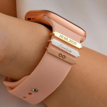 Personalisierter Apple Watch Band Namensanhänger, Personalisierter Sterling Silber Uhrenanhänger, Valentinstag Geschenk Für Sie, Uhrenarmband Charm - namenecklacede