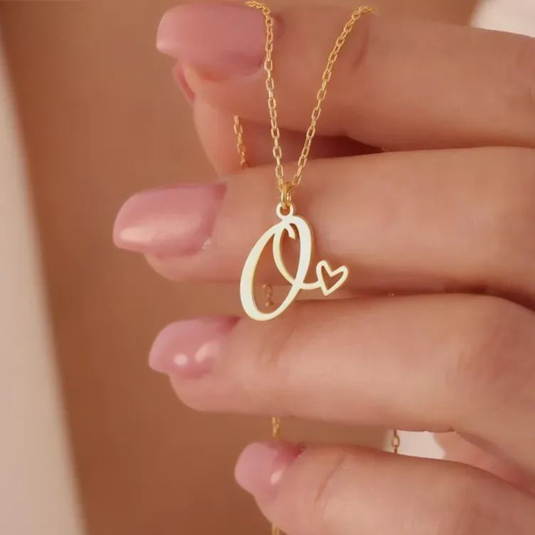 Individuelle Buchstaben-halskette – Personalisierter Einzelner Buchstaben-anhänger, Einfache Buchstaben-halskette Mit Herz-akzent, Geschenk Für Frauen - namenecklacede