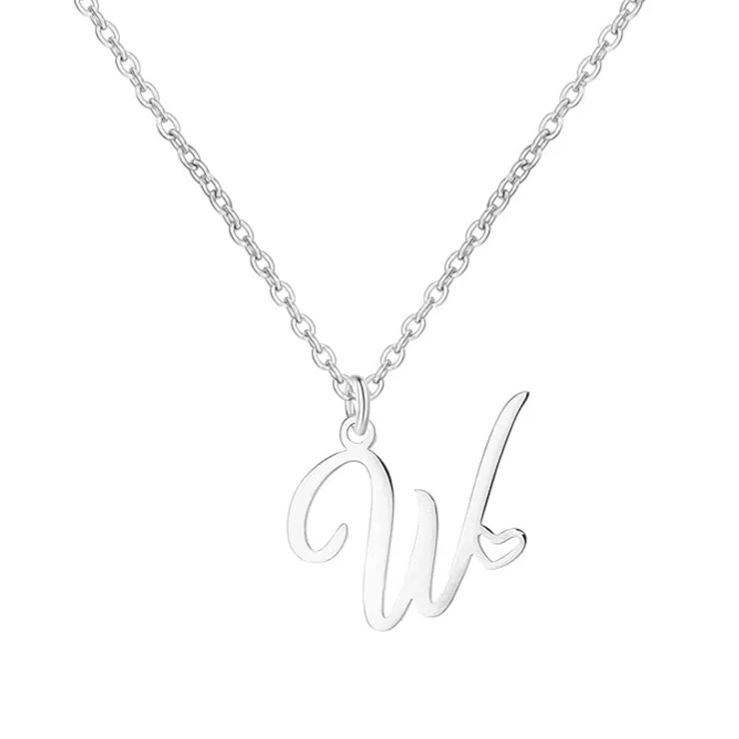 Individuelle Buchstaben-halskette – Personalisierter Einzelner Buchstaben-anhänger, Einfache Buchstaben-halskette Mit Herz-akzent, Geschenk Für Frauen - namenecklacede