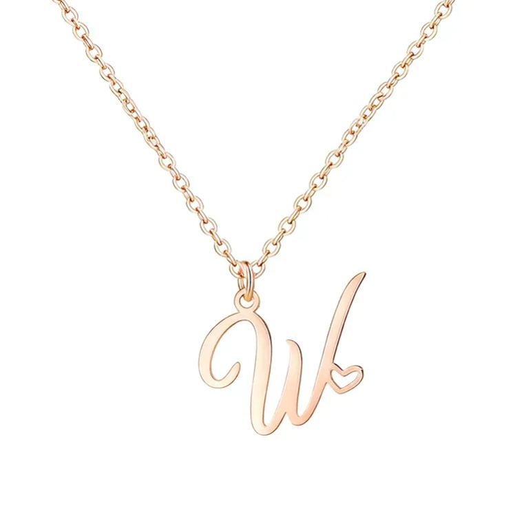 Individuelle Buchstaben-halskette – Personalisierter Einzelner Buchstaben-anhänger, Einfache Buchstaben-halskette Mit Herz-akzent, Geschenk Für Frauen - namenecklacede
