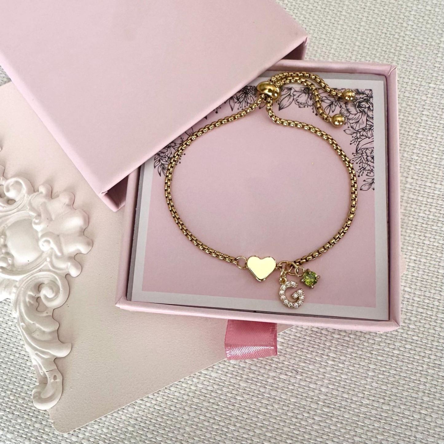 Personalisiertes Herzarmband, Armband Mit Individuellem Anfangsbuchstaben, Steinbock-armband, Valentinstagsgeschenk Für Sie - namenecklacede