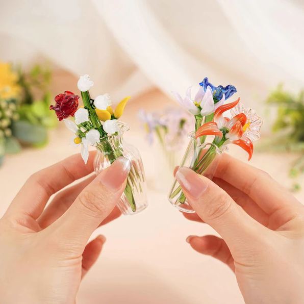 Personalisierter Geburtsblumenstrauß Aus Glas, Mini-blumengeschenk Für Mama, Oma, Muttertagsgeschenk - namenecklacede