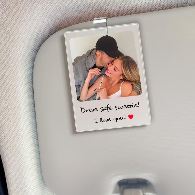 Sonnenblendenclip Mit Foto – Individueller Sonnenblendenclip „fahr Vorsichtig, Ich Liebe Dich" – Geschenkidee Fürs Auto - namenecklacede