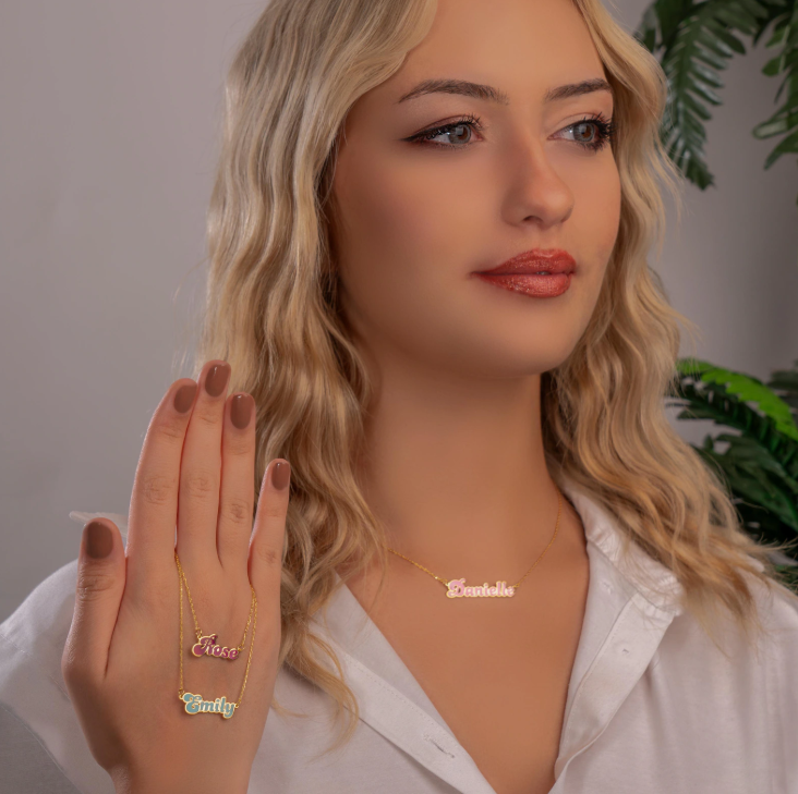 Namenskette In Wunschfarbe & Personalisierter Schmuck In Ihren Buchstabenfarben - namenecklacede