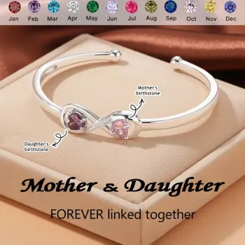 Personalisiertes Infinity-geburtssteinarmband, Individuelles Forever-link-armband, Geburtssteinarmband „unendliche Verbindung", Mutter-tochter-armband - namenecklacede