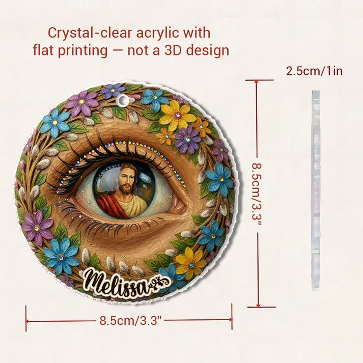 Personalisierter Weihnachtsschmuck: Gott, 2d-acryl-ornament, Das Allsehende Herz – Weihnachtsgeschenk Für Die Familie - namenecklacede
