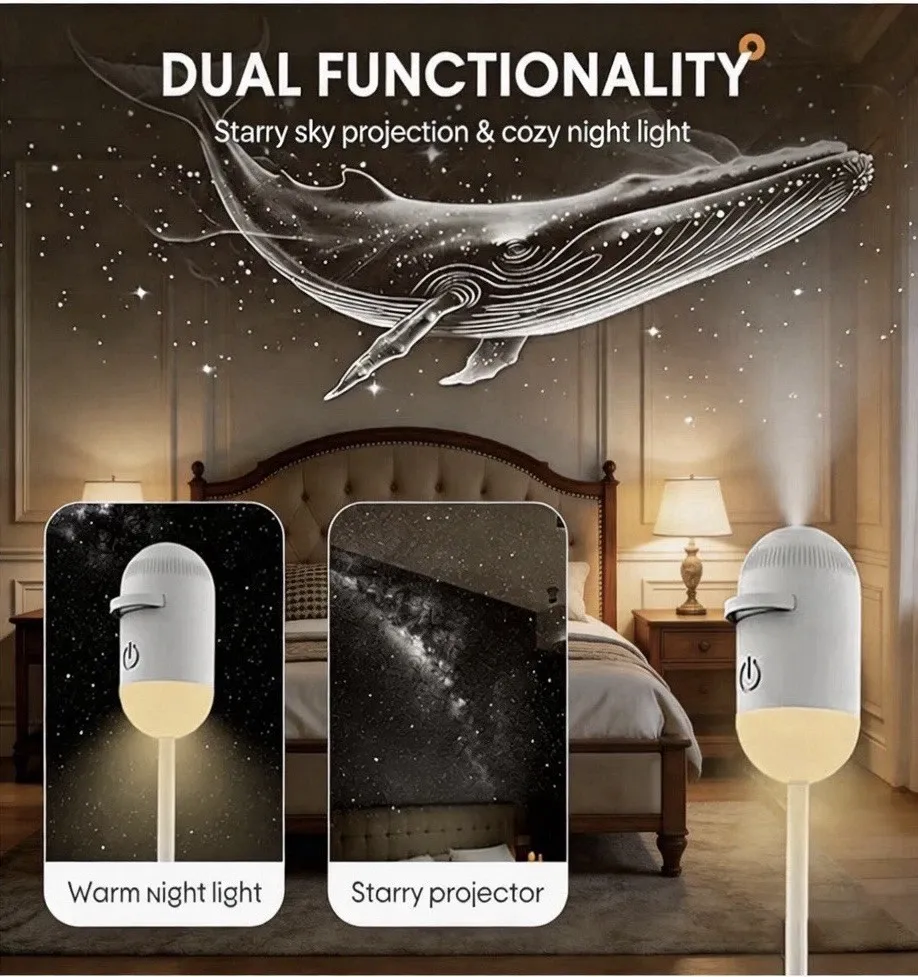 Tragbarer Sternenhimmel-nachtlichtprojektor Mit Einstellbarem Fokus, Usb-betriebene Galaxienprojektorlampe Für Schlafzimmer Und Auto - namenecklacede