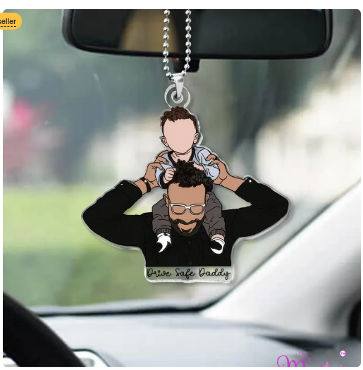 Personalisierter Auto-sonnenblendenclip Mit Foto – Individuelles Porträt Nach Foto, Gesichtsloses Porträt – Geschenk Für Frischgebackene Väter - namenecklacede