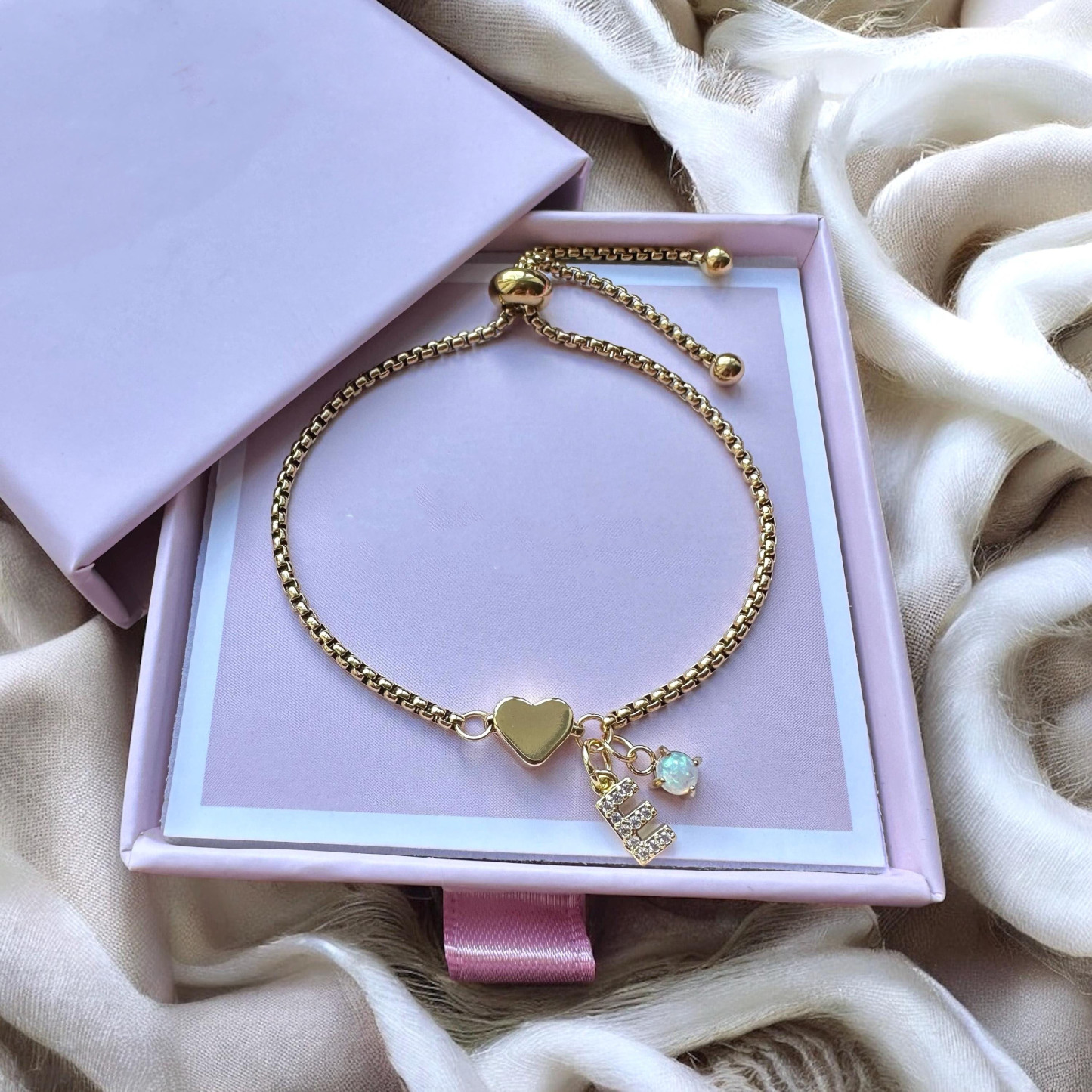 Personalisiertes Herzarmband, Armband Mit Individuellem Anfangsbuchstaben, Steinbock-armband, Valentinstagsgeschenk Für Sie - namenecklacede