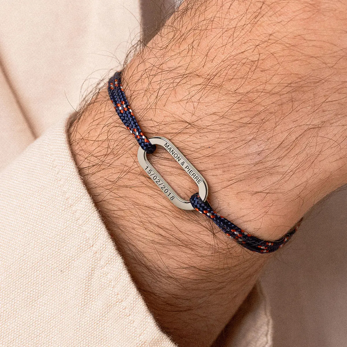 Personalisiertes Edelstahl-gliederarmband Für Herren, Individuell Graviert, Mit Verstellbarem Band, Ideales Valentinstagsgeschenk Für Ihn - namenecklacede