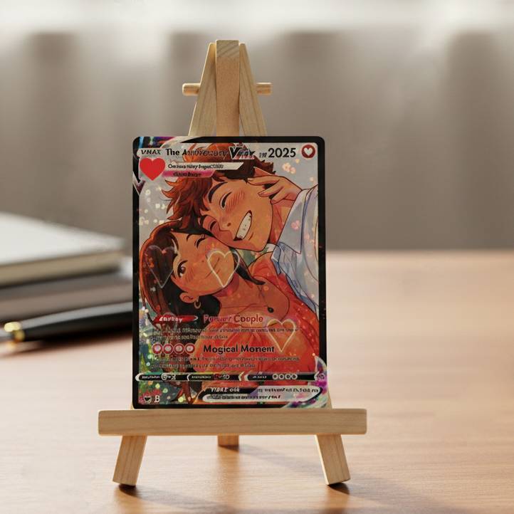 Personalisierte Anime-vmax-fotokarte – Fantasy-spiel-anime-karte – Valentinstagsgeschenk Für Paare - namenecklacede