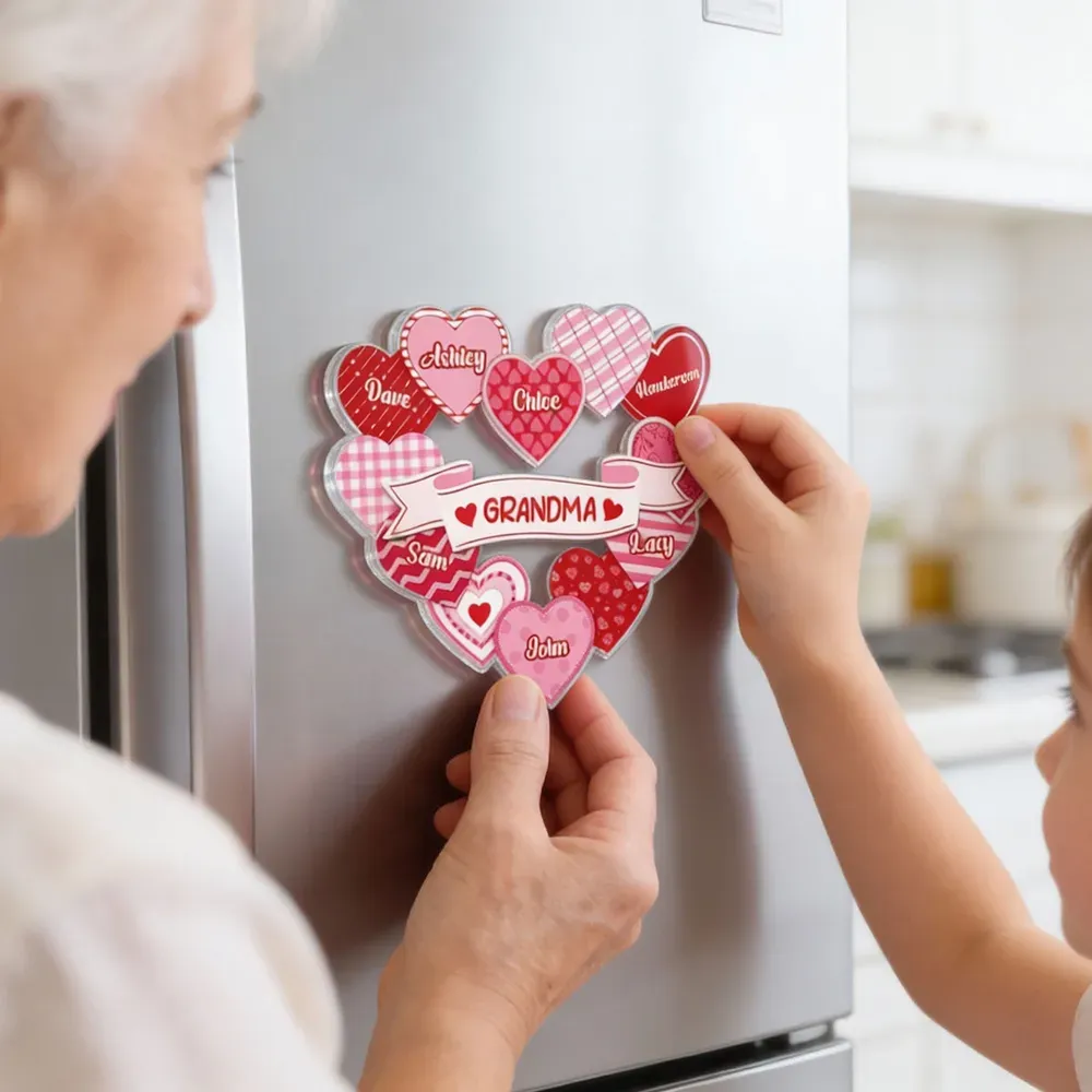 Personalisierter Herz-kühlschrankmagnet Mit Namen – Romantisches Erinnerungsgeschenk Für Paare - namenecklacede
