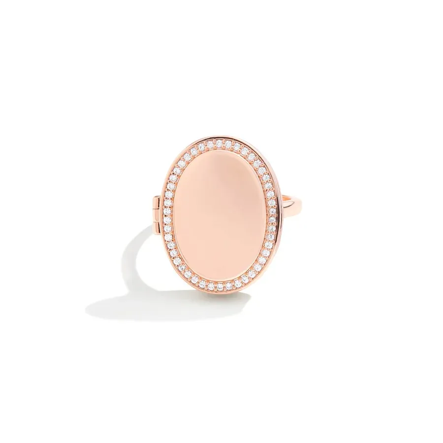 Individuell Gestaltbarer Medaillonring Im Vintage-stil Mit Klappdeckel Und Fotofach – Das Perfekte Geschenk Für Sie Und Ein Erinnerungsschmuckstück. - namenecklacede