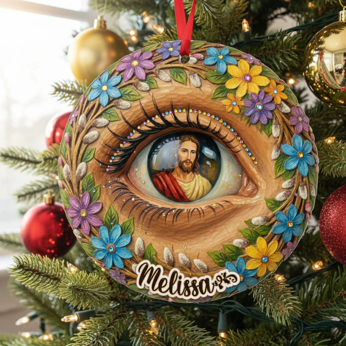 Personalisierter Weihnachtsschmuck: Gott, 2d-acryl-ornament, Das Allsehende Herz – Weihnachtsgeschenk Für Die Familie