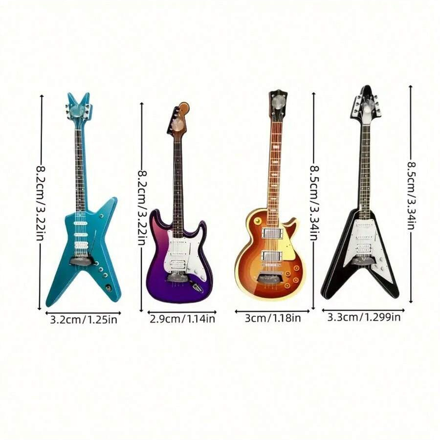 4er-set Niedliche Gitarren-kühlschrankmagnete, Musikinstrumente, Kühlschrankmagnete - namenecklacede