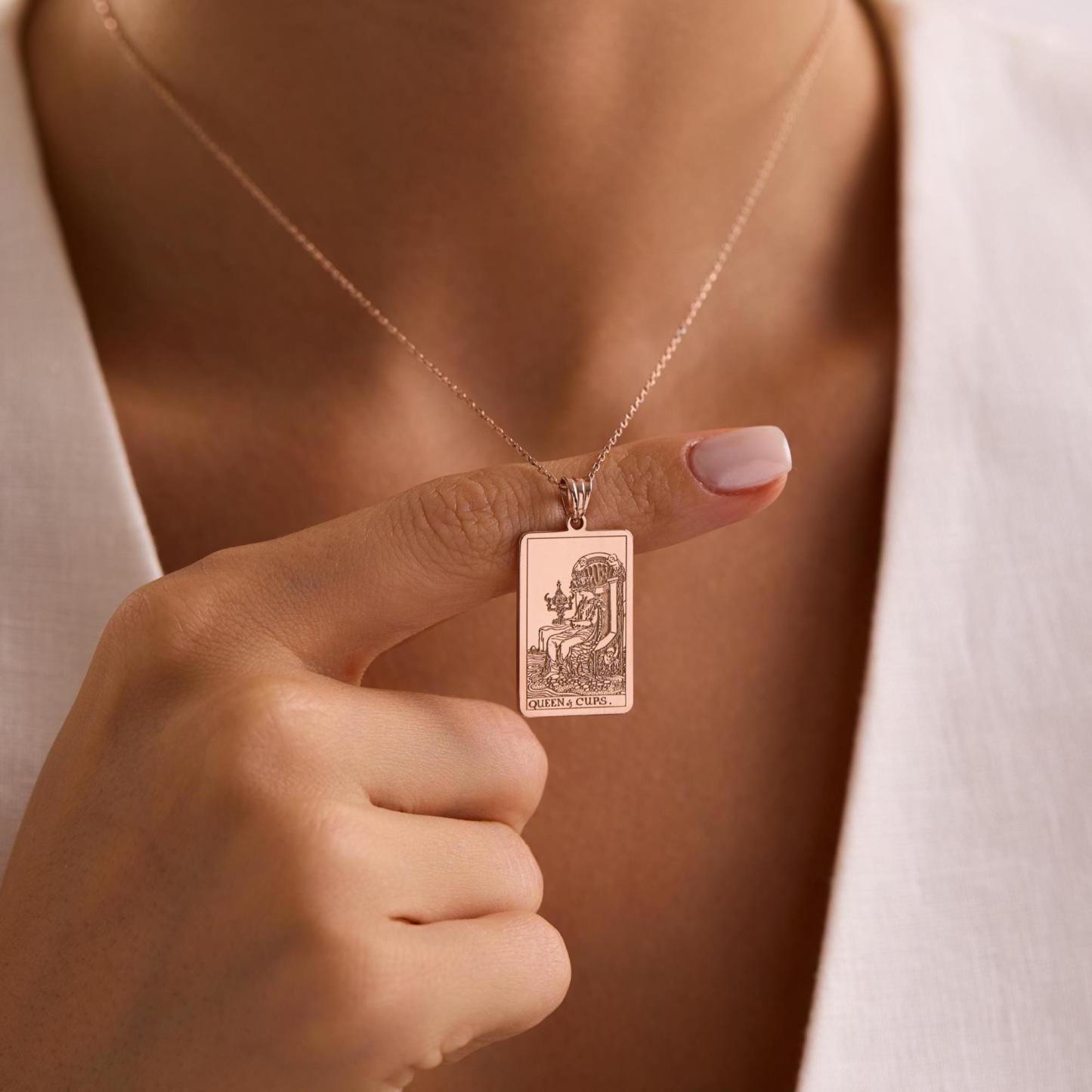 Personalisierte Tarotkarten-halskette Mit Individuellem Text, Anhänger Mit Gewählter Karte, Halskette Mit Den Großen Arkana, Personalisierte Karten-halskette, Geschenkidee Für Sie - namenecklacede