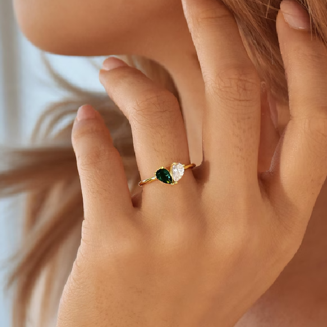 Custom Love Heart Birthstone Ring Personalized Heart & Birthstone Ring Gifts for Girlfriend