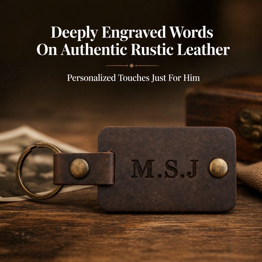 Personalized Inscription Leather Photo Keychain Custom Text Multi Picture Keyring Father's Day Gift for Best Dad Ever