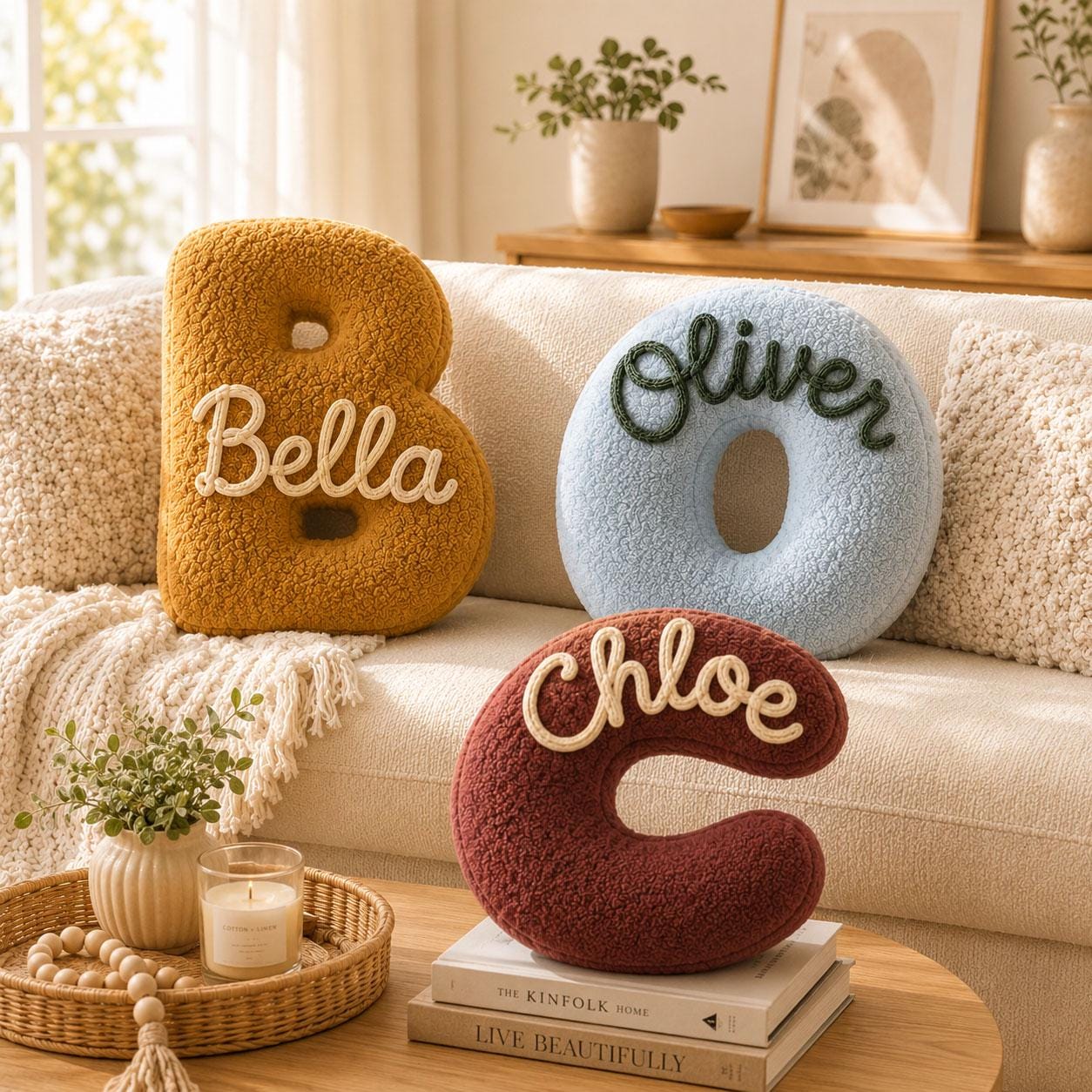 Personalized Letter Pillow Custom Name Initial Alphabet Throw Pillow Birthday Gift for Kids Home Decor Gift Housewarming Gift