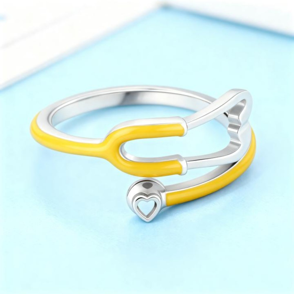 Custom Enamel Stethoscope Ring with Birthstone �C Personalized Nurse Appreciation Gift for Medical Nurses & Doctors & Students