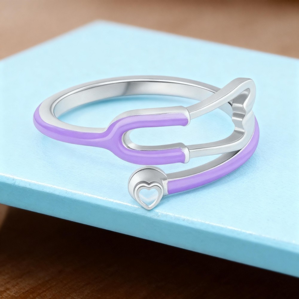 Custom Enamel Stethoscope Ring with Birthstone �C Personalized Nurse Appreciation Gift for Medical Nurses & Doctors & Students