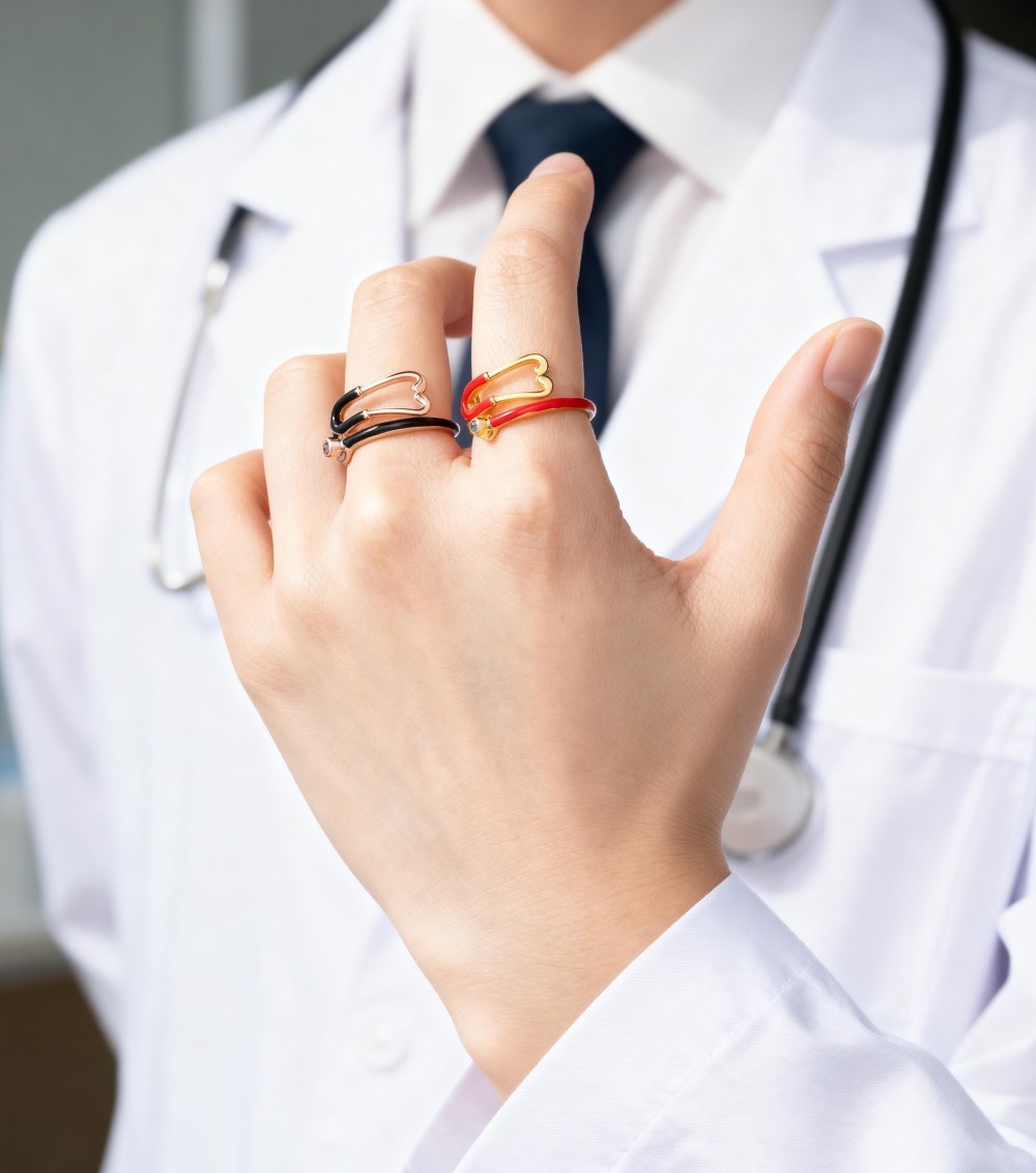 Custom Enamel Stethoscope Ring with Birthstone �C Personalized Nurse Appreciation Gift for Medical Nurses & Doctors & Students