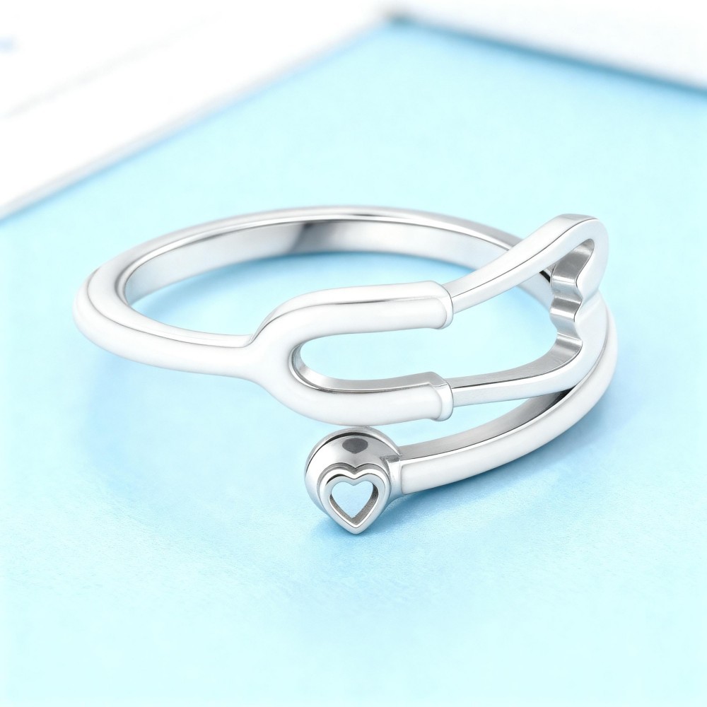 Custom Enamel Stethoscope Ring with Birthstone �C Personalized Nurse Appreciation Gift for Medical Nurses & Doctors & Students